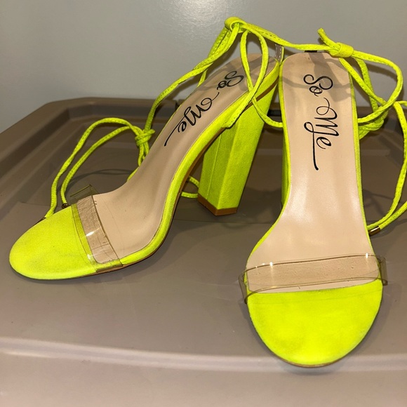 Neon Yellow  Heels - Picture 2 of 3